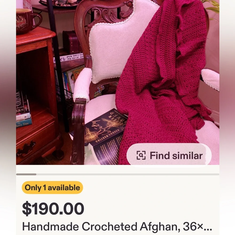 Pink and Dark Red Striped Crochet Blanket